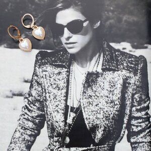 Heart Gold White Dangle Earrings Charm Women Fashion Casual Formal Jewelry Gift